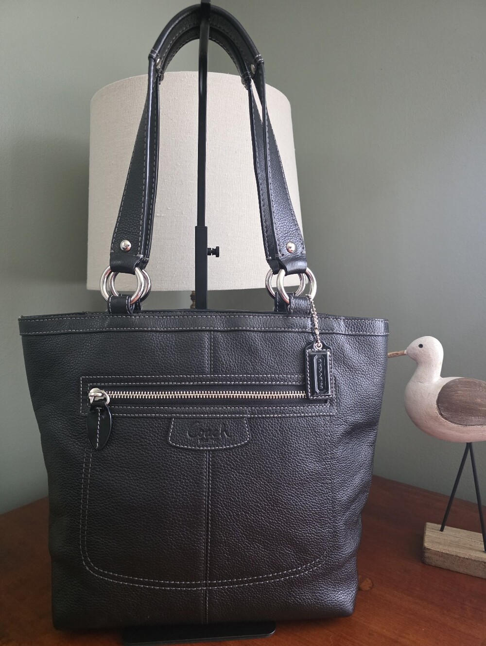 Coach F14683 Penelope Tote Black Soft Milled Pebbled Leather Shoulder Bag Y2K